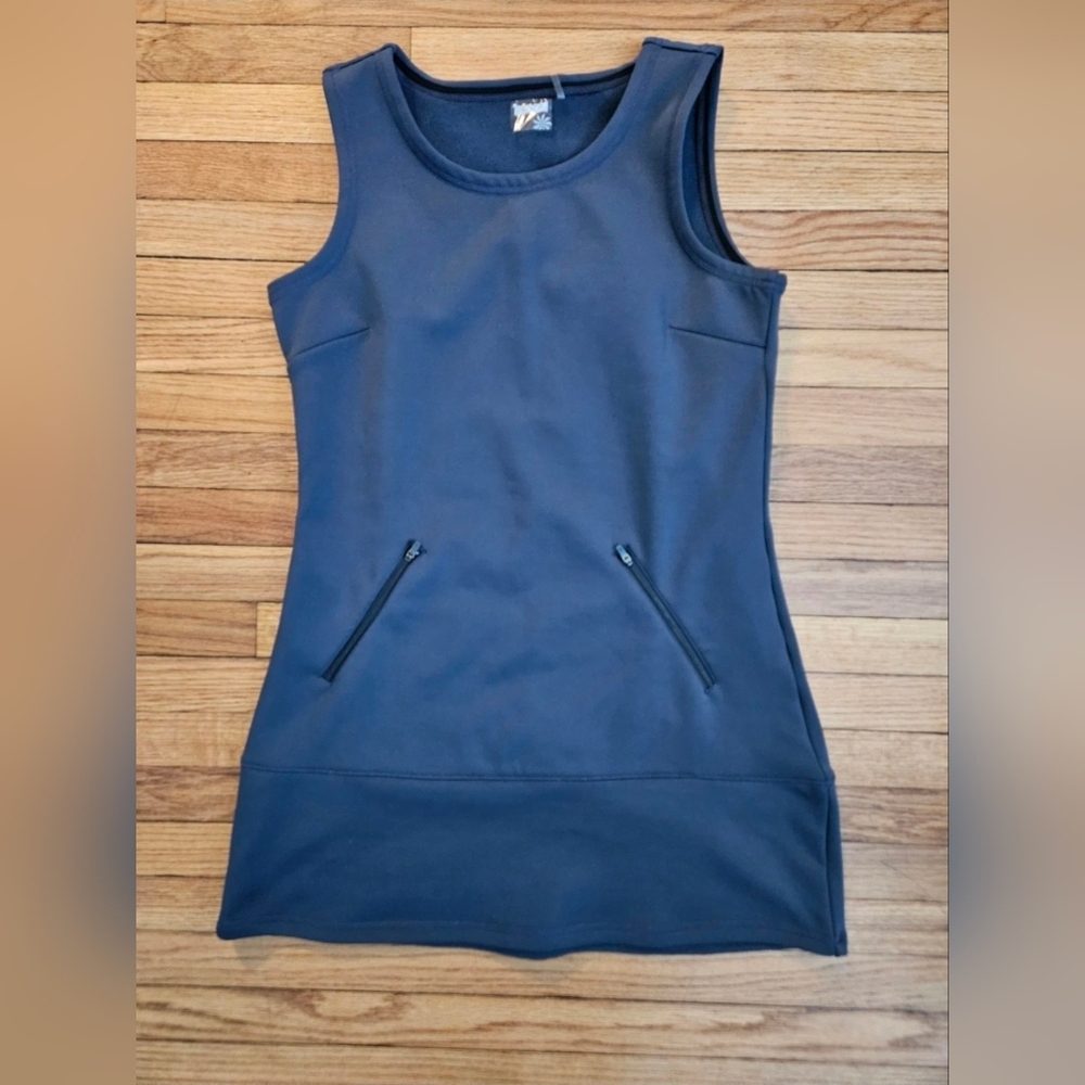Athleta Hot When Youre Not SleeLeless Dark Gray Fleece Dress Large & Xl